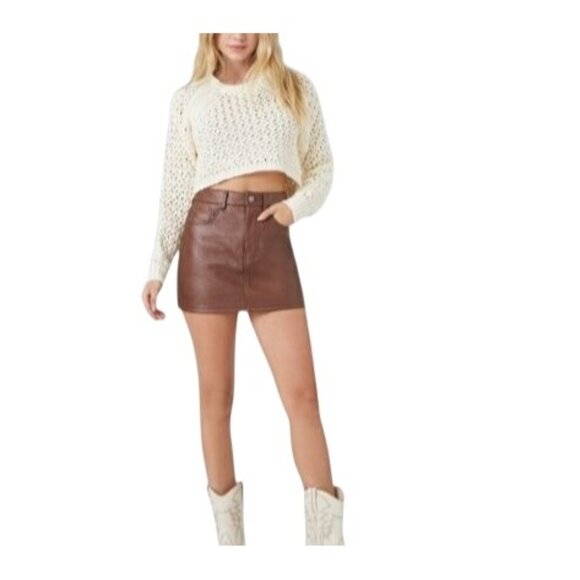 NEW Cream Loose Knit Long Sleeve Open Back Sweater Size‎ M - Picture 3 of 12